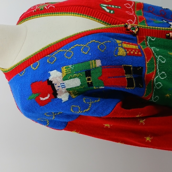 Vintage Casual Corner v-neck Christmas cardigan-sz M - Picture 4 of 12